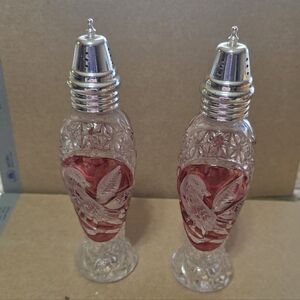 Vtg Hofbauer Byrdes Crystal Salt Pepper Set #210